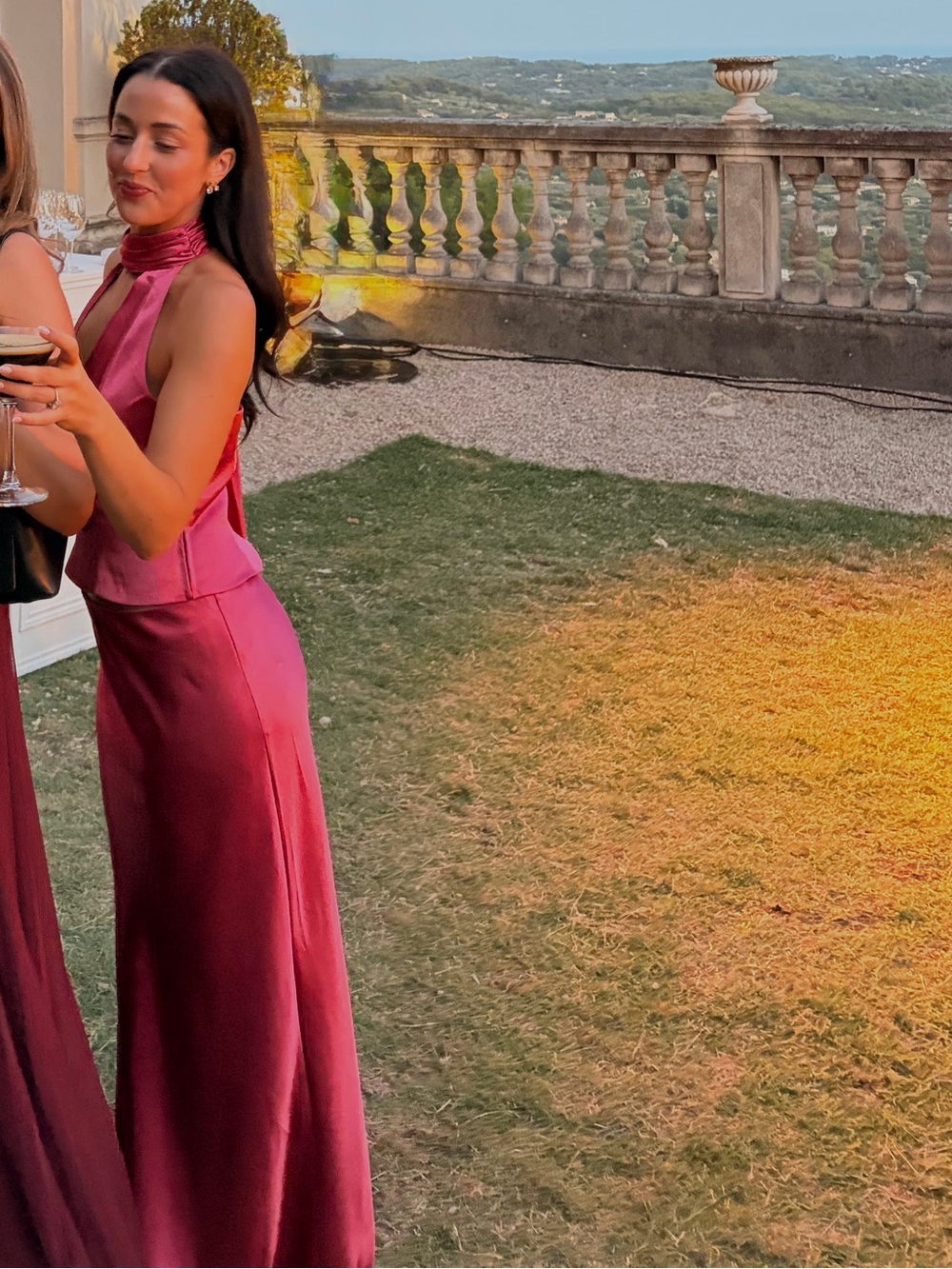 Satin Halter Maxi Dress in Berry Pink